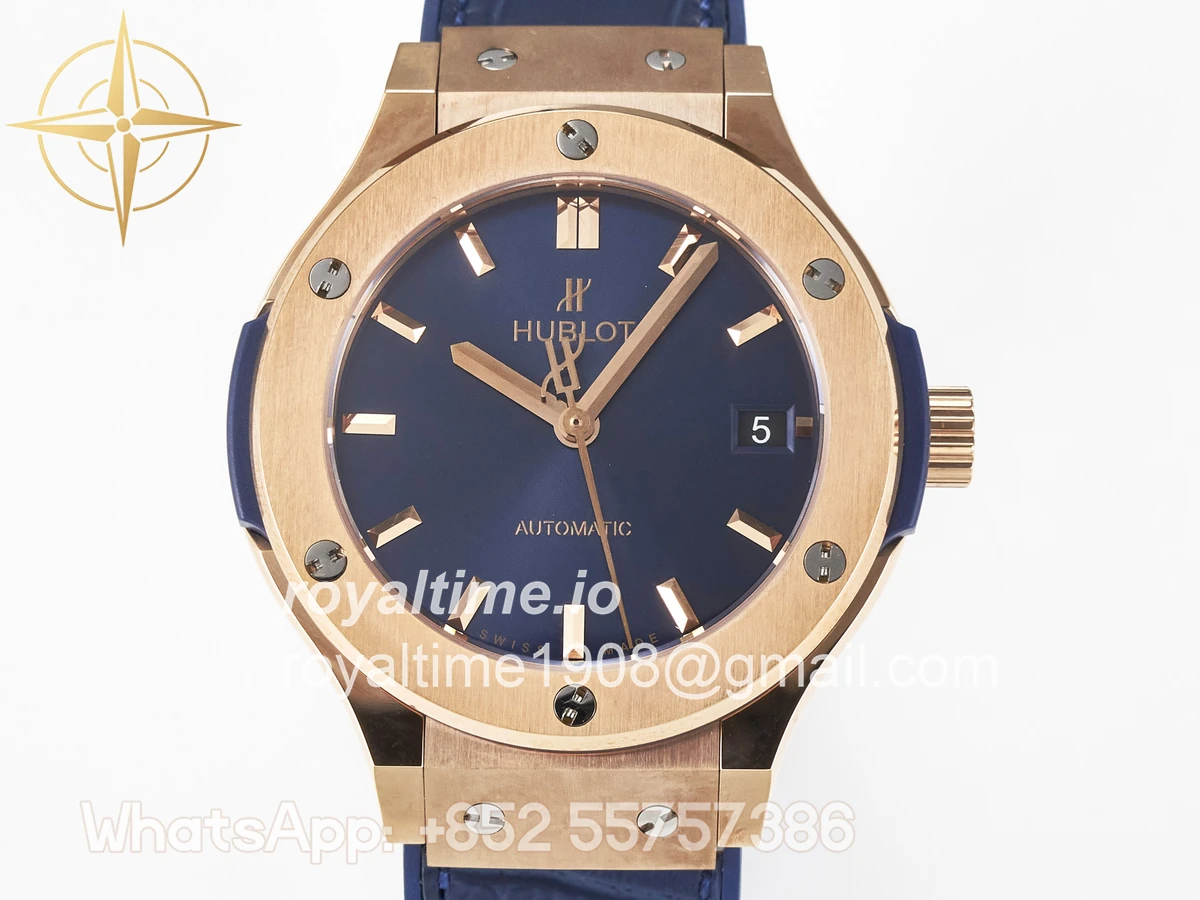 Hublot Classic Fusion 38mm RG JJF Blue Dial on Blue Gummy Leather Strap - Image 2