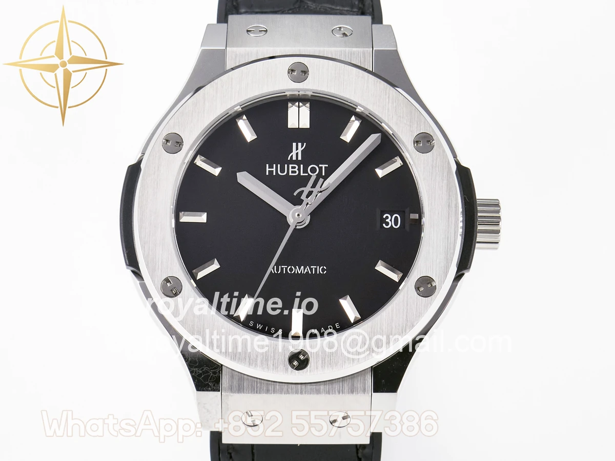 Hublot Classic Fusion 38mm SS JJF Black Dial on Black Gummy Leather Strap - Image 2