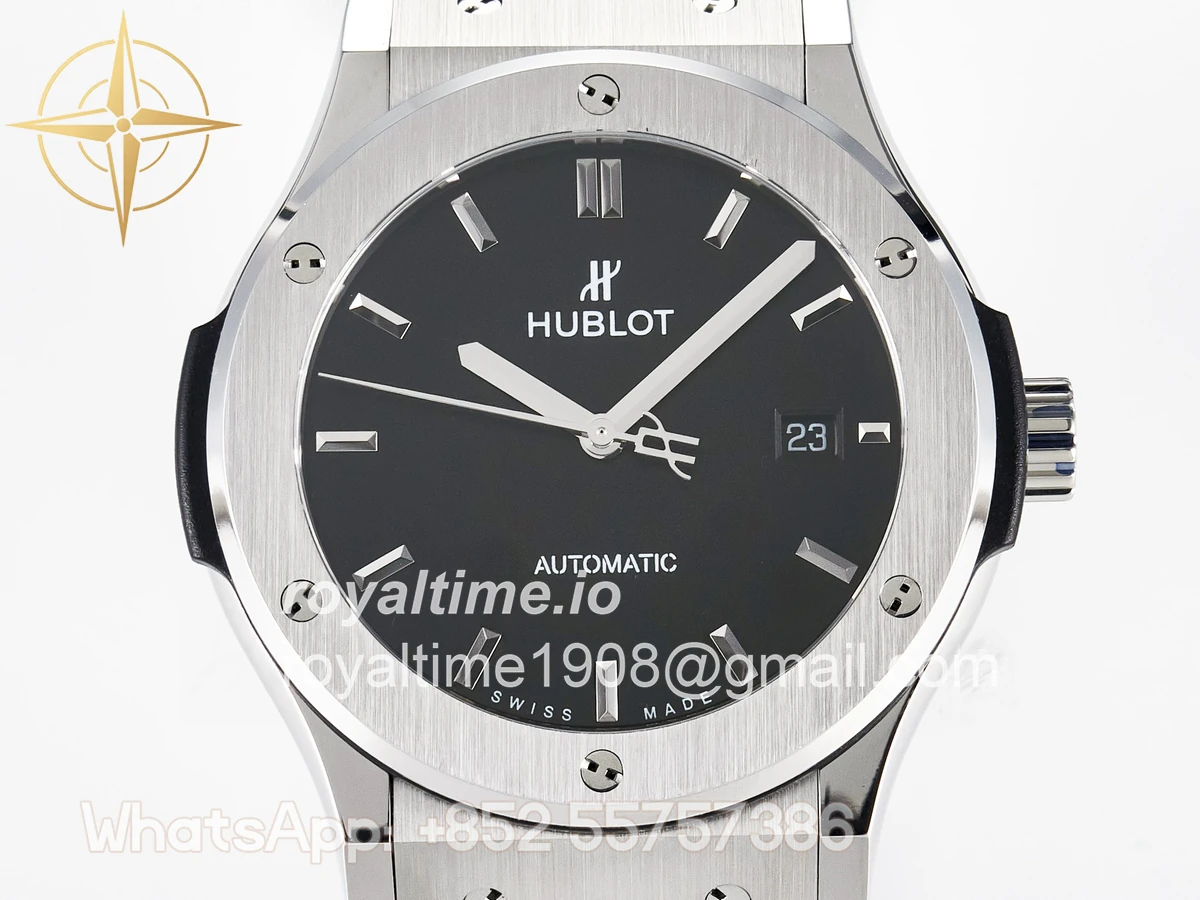 Hublot Classic Fusion Bang 42mm HBF Black Dial on Black Leather Strap A2892 - Image 2