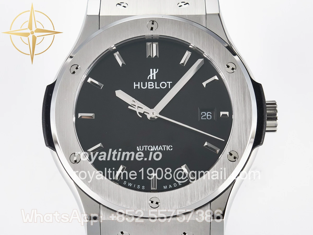 Hublot Classic Fusion Bang 42mm HBF Black Dial on Black Rubber Strap A2892 - Image 2