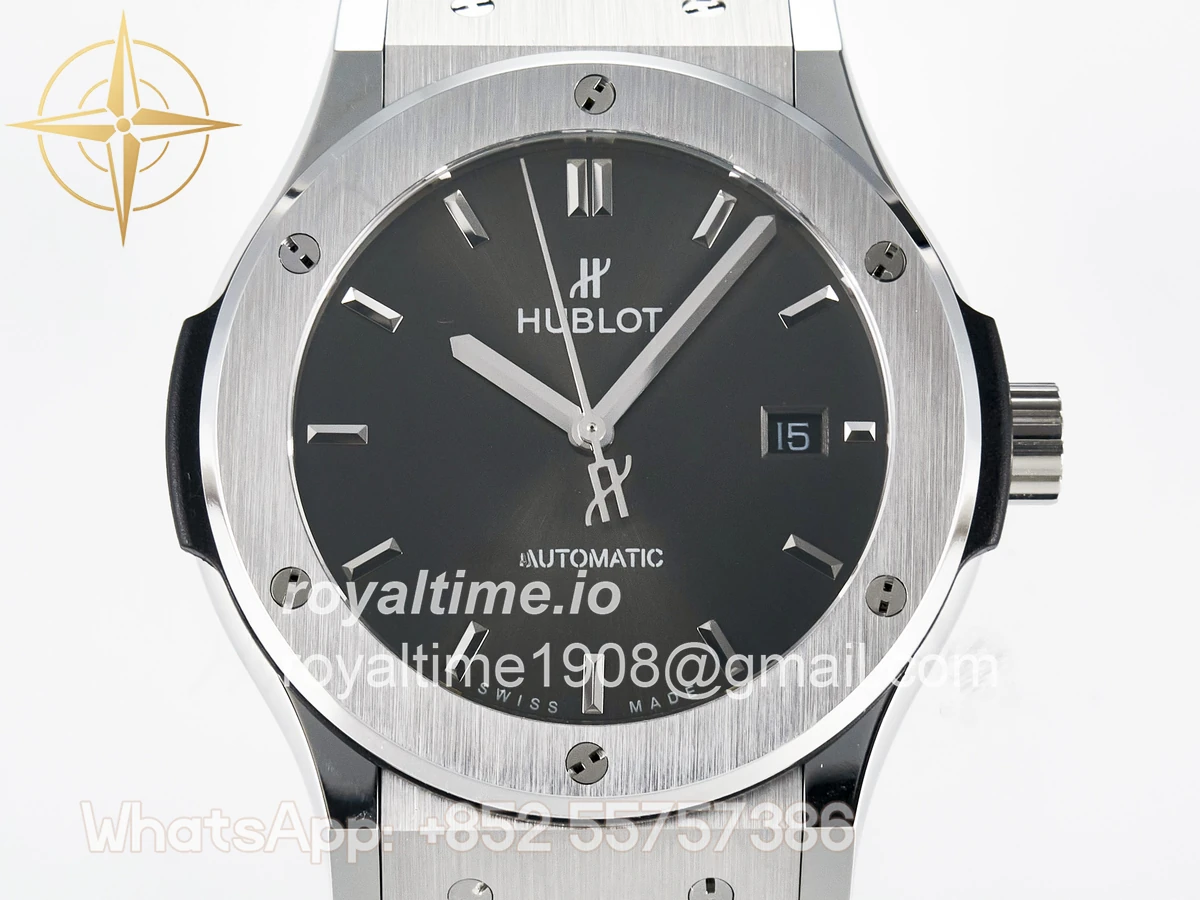 Hublot Classic Fusion Bang 42mm HBF Gray Dial on Gray Leather Strap A2892 - Image 2