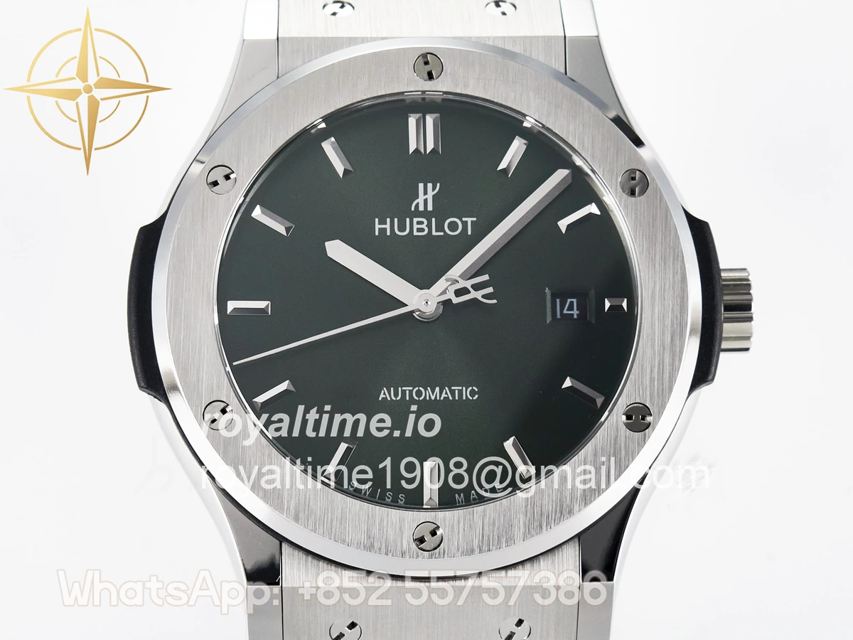 Hublot Classic Fusion Bang 42mm HBF Green Dial on Green Leather Strap A2892 - Image 2