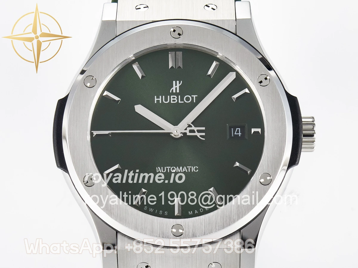 Hublot Classic Fusion Bang 42mm HBF Green Dial on Green Rubber Strap A2892 - Image 2