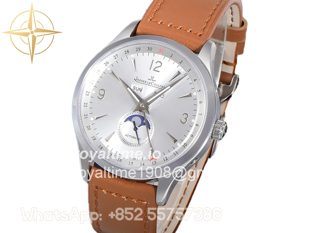 Jaeger-LeCoultre Master Calendar Silver Dial in Steel on Brown Leather Strap - Image 2