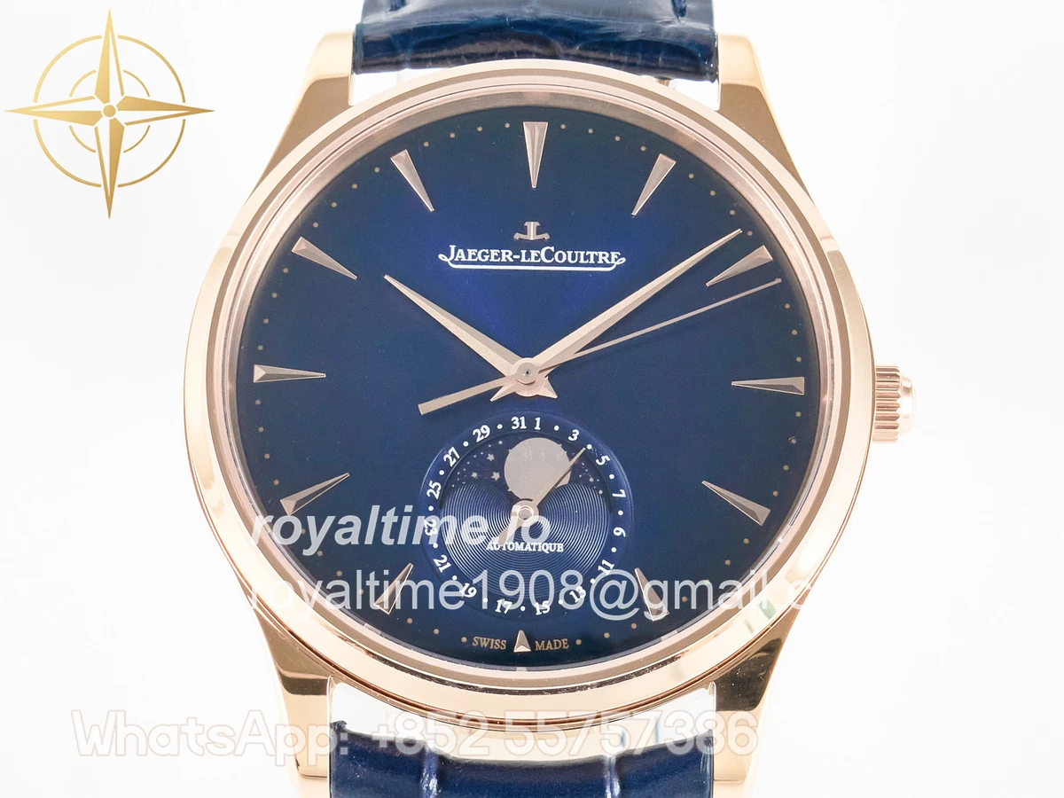 Jaeger-LeCoultre Master Ultra Thin Moon RG Z+F Blue Dial on Blue Leather Strap SA925 - Image 2