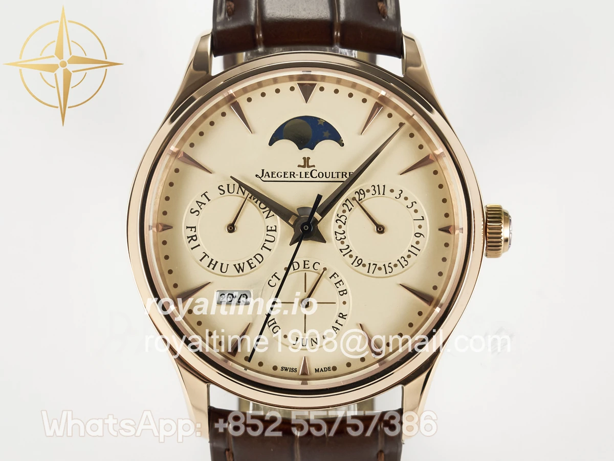 Jaeger-LeCoultre Master Ultra Thin Perpetual Calendar RG V9F Cream Dial on Brown Leather Strap A868 V2 - Image 2