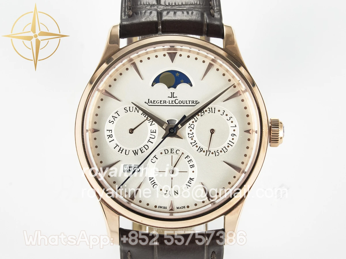Jaeger-LeCoultre Master Ultra Thin Perpetual Calendar RG V9F White Dial on Brown Leather Strap A868 V2 - Image 2