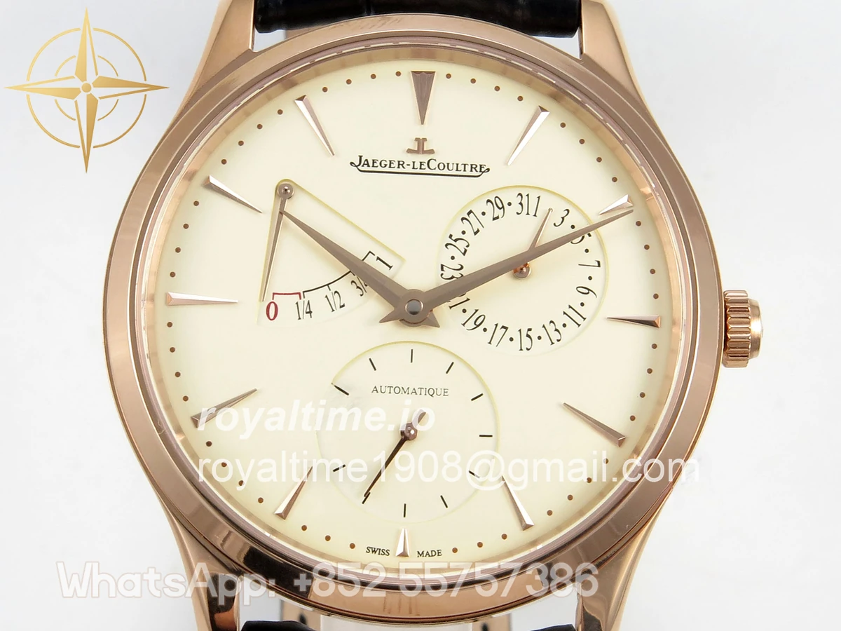 Jaeger-LeCoultre Master Ultra Thin Power Reserve RG APSF Cream Dial on Brown Leather Strap DD938 - Image 2