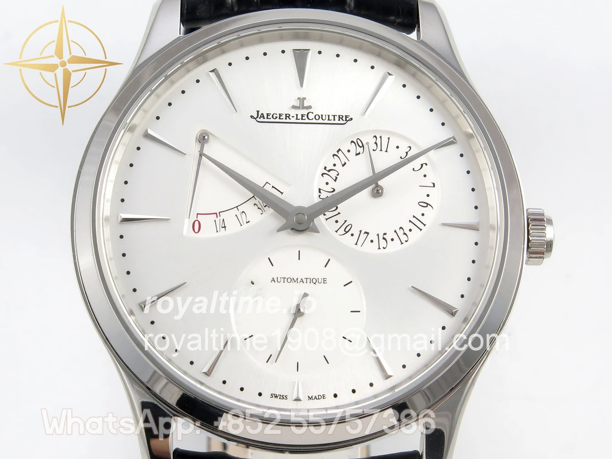 Jaeger-LeCoultre Master Ultra Thin Power Reserve SS APSF Silver Dial on Black Leather Strap DD938 - Image 2