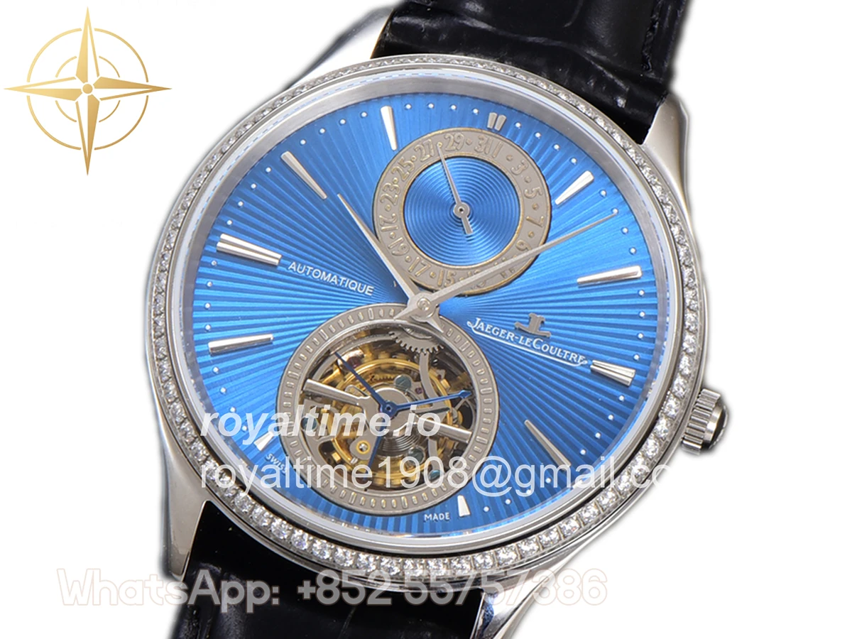 Jaeger-LeCoultre Master Ultra Thin Tourbillon Blue Dial with Diamond Bezel in White Gold - Image 2