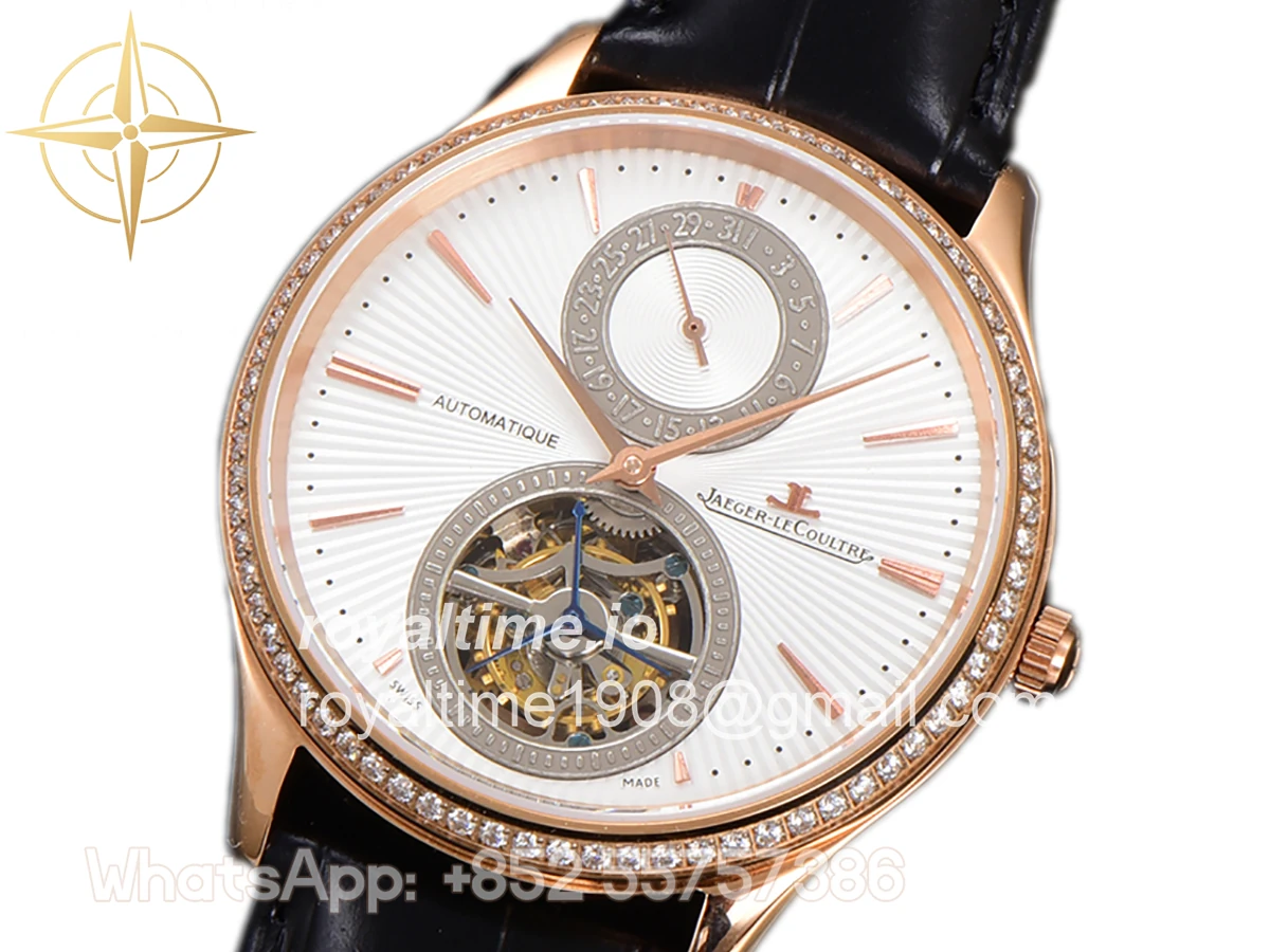 Jaeger-LeCoultre Master Ultra Thin Tourbillon White Dial with Diamond Bezel in Rose Gold - Image 2