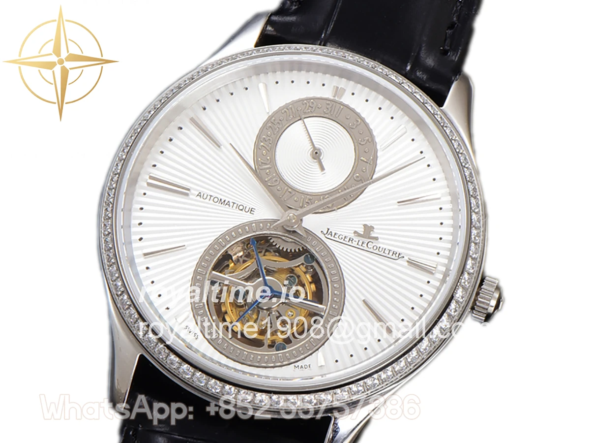 Jaeger-LeCoultre Master Ultra Thin Tourbillon White Dial with Diamond Bezel in White Gold - Image 2