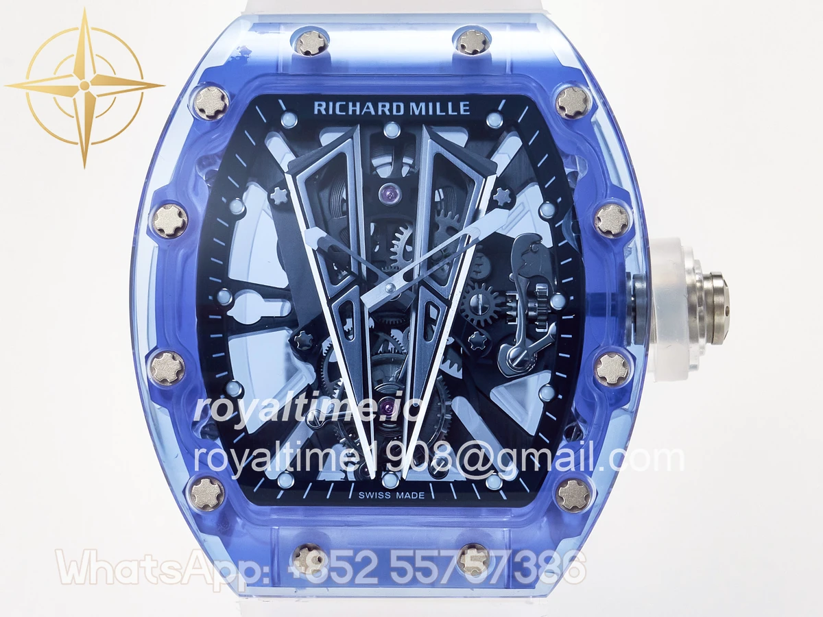 Richard Mille RM27-03 Blue Transparent Tourbillon MSF Skull Dial on White Rubber Strap - Image 2