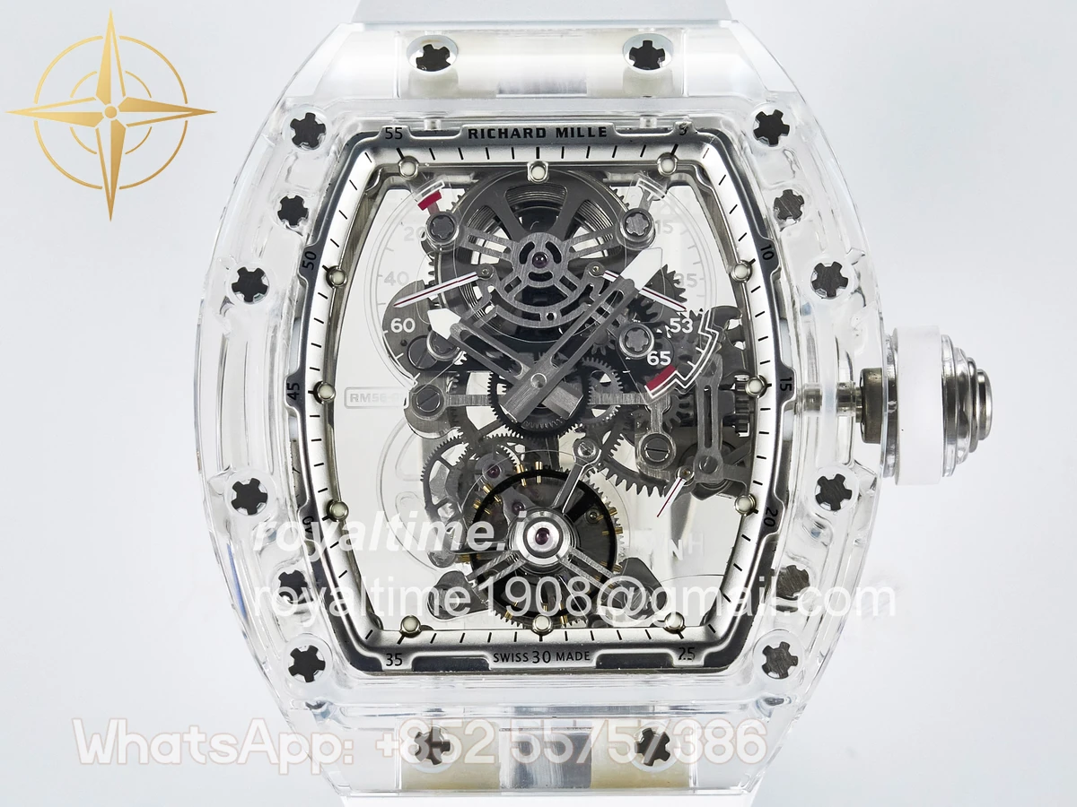 Richard Mille RM56-01 Transparent Tourbillon RMF Skeleton Dial on White Rubber Strap - Image 2