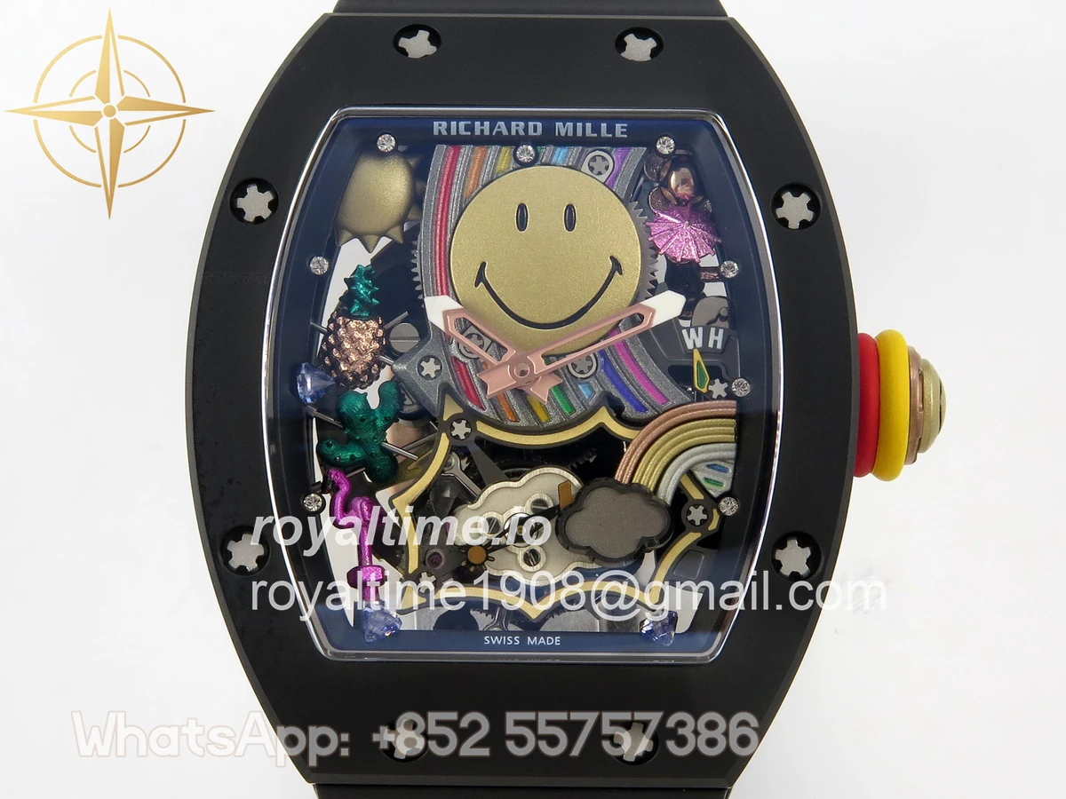 Richard Mille RM88 Tourbillon Smiley Black Ceramic RMF on Black Rubber Strap - Image 2