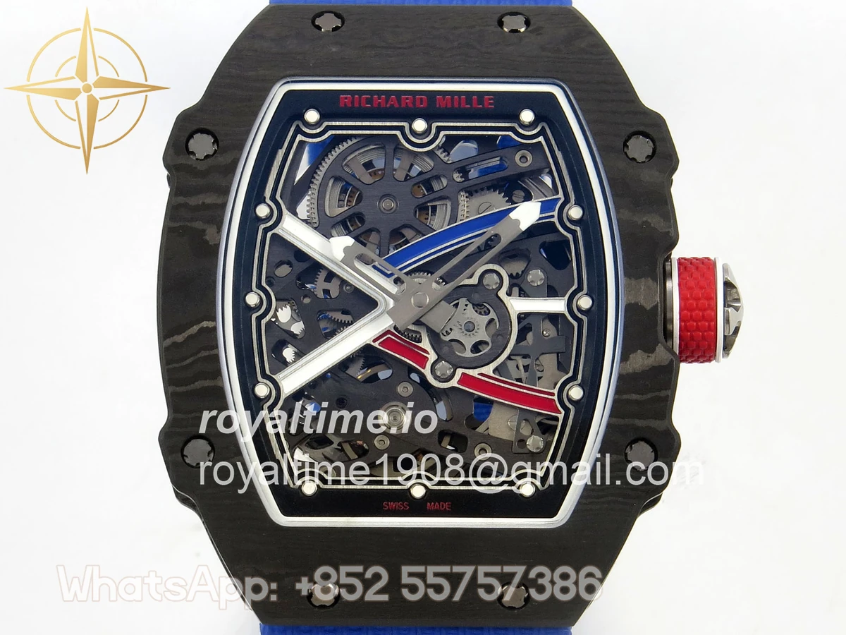 Richard Mille Umi Maker's RM67-02 Black NTPT France Blue/Red/White Skeleton Dial on Nylon strap CRMA7 V2 - Image 2