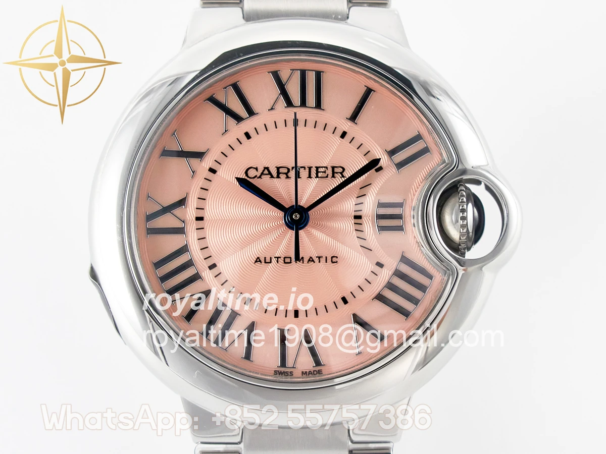 Cartier Ballon Bleu 33mm SS AF Pink Dial on SS Bracelet SEIKO NH05A - Image 2