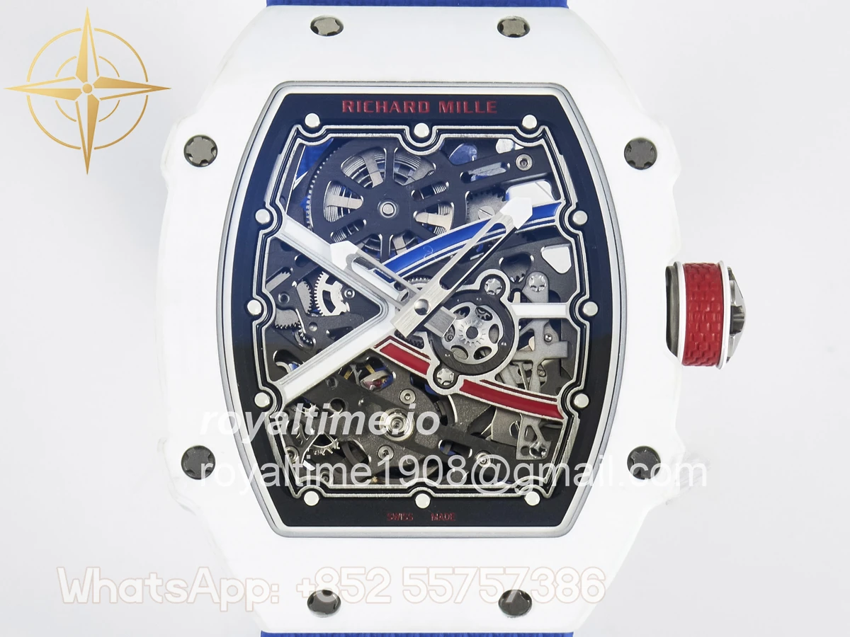 Richard Mille Custom Made RM67-02 White NTPT France Dial on Blue Nylon strap CRMA7 - Image 2