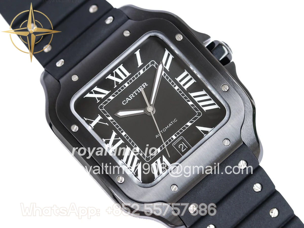 Cartier Santos de Cartier 40mm Black Dial in PVD on Black Rubber Strap - Image 2