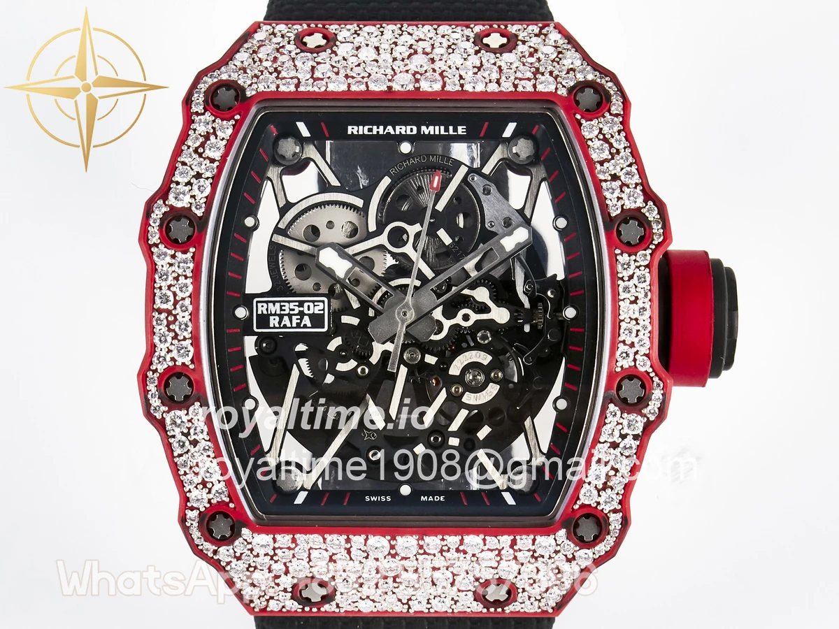 Richard Mille Custom RM035-02 Red NTPT PPMF Red Crown on Nylon Strap Custom Vaucher Movement - Image 2