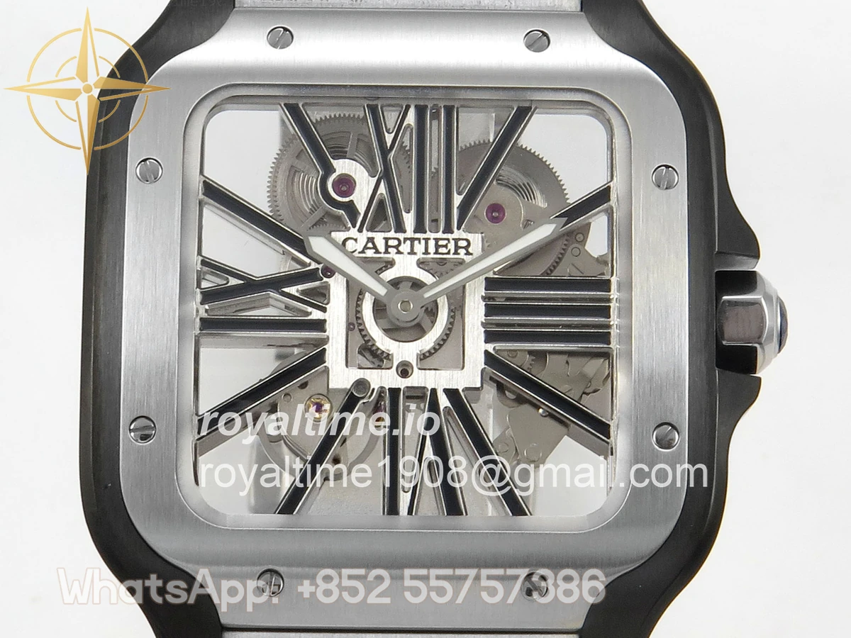 Cartier Santos de Cartier Skeleton PVD MLF Skeleton Black Skeleton Dial on SS SmartLink Bracelet 9611MC - Image 2