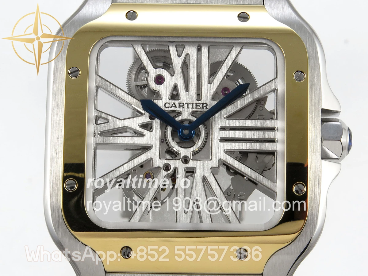 Cartier Santos de Cartier Skeleton SS MLF Skeleton Green Dial on SS SmartLink Bracelet 9611MC - Image 2