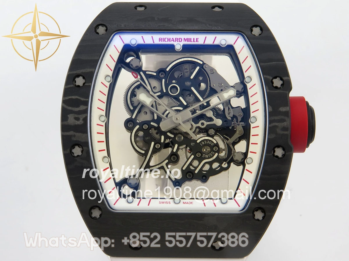 Richard Mille Custom RM055 Black Ceramic ZGF White Inner Bezel on White Rubber Strap Vaucher Manufacture Fleurier Movement (Free Sprung) - Image 2
