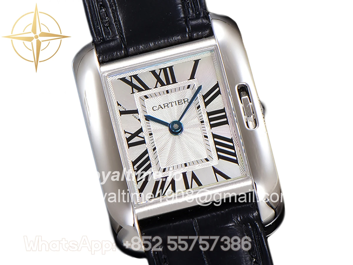 Cartier Tank Anglaise 30.2mm White Dial in Steel on Leather Strap - Image 2