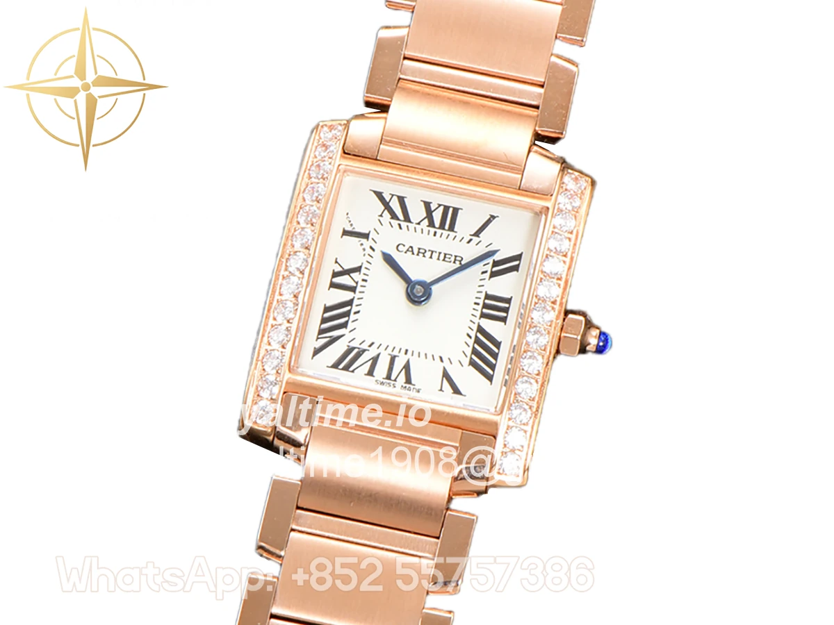 Cartier Tank Francaise Watch Small Rose Gold with Diamond Bezel - Image 2