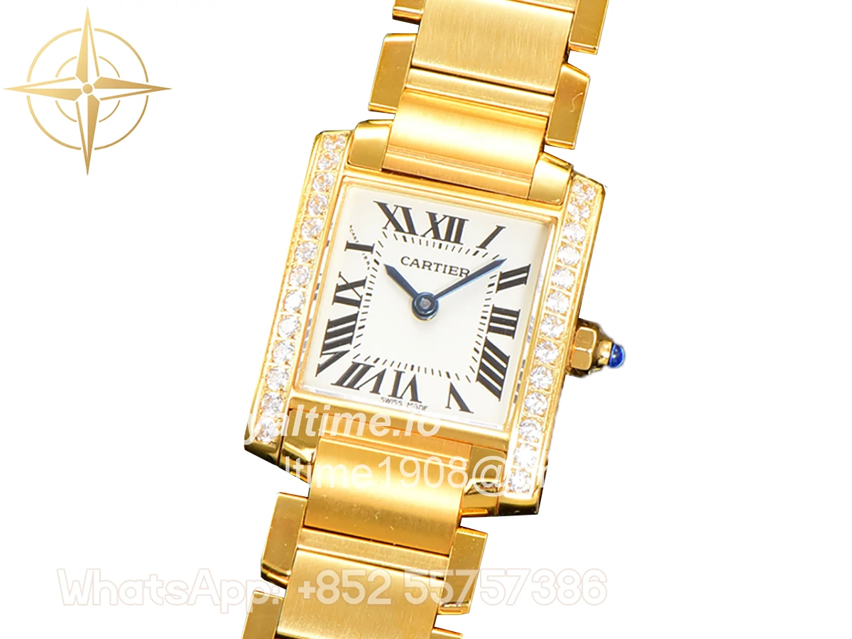 Cartier Tank Francaise Watch Small Yellow Gold with Diamond Bezel - Image 2