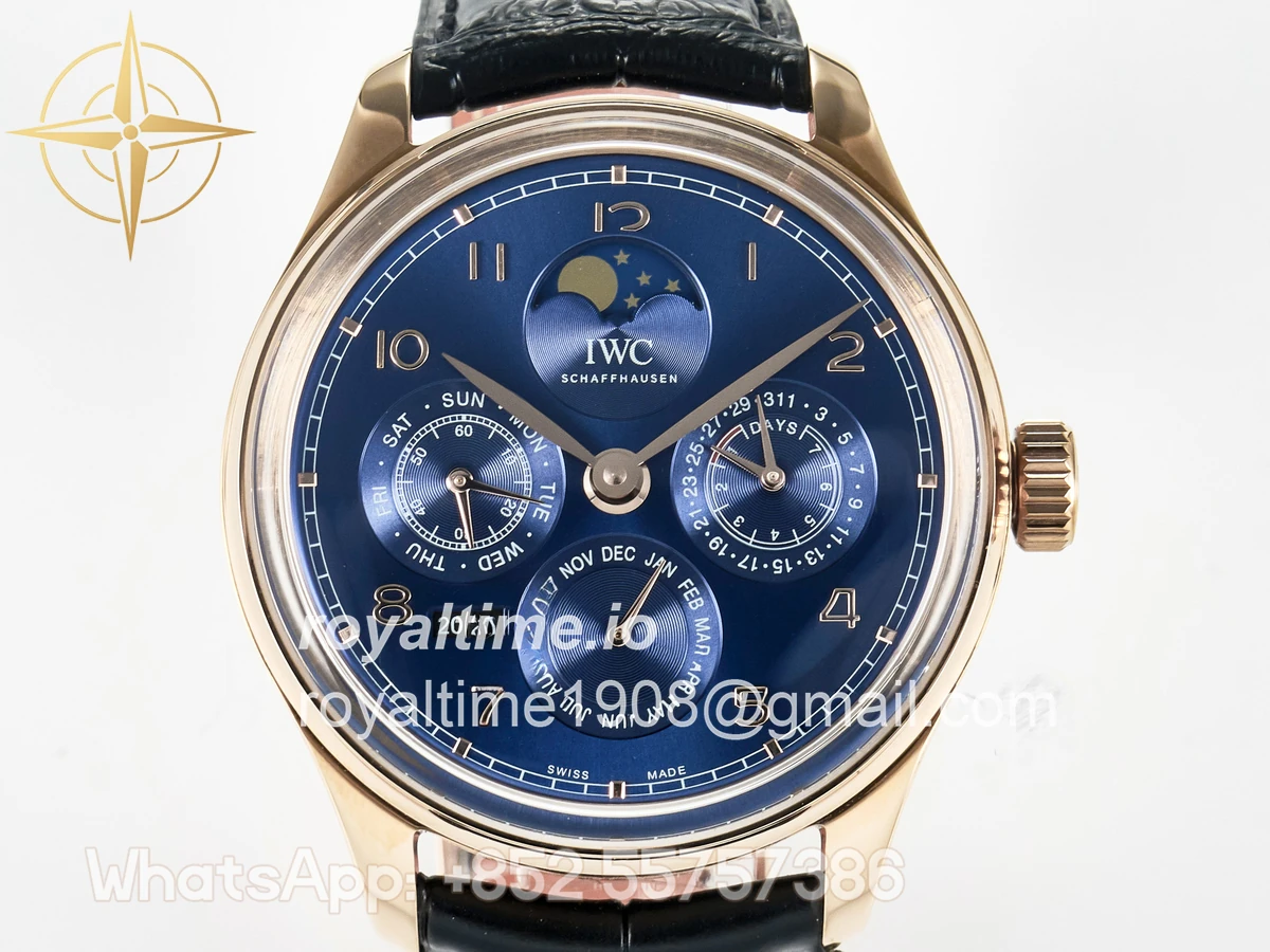 IWC IW5033 Portugieser Perpetual Calendar RG V9F White Dial on Black Leather Strap A52610 - Image 2