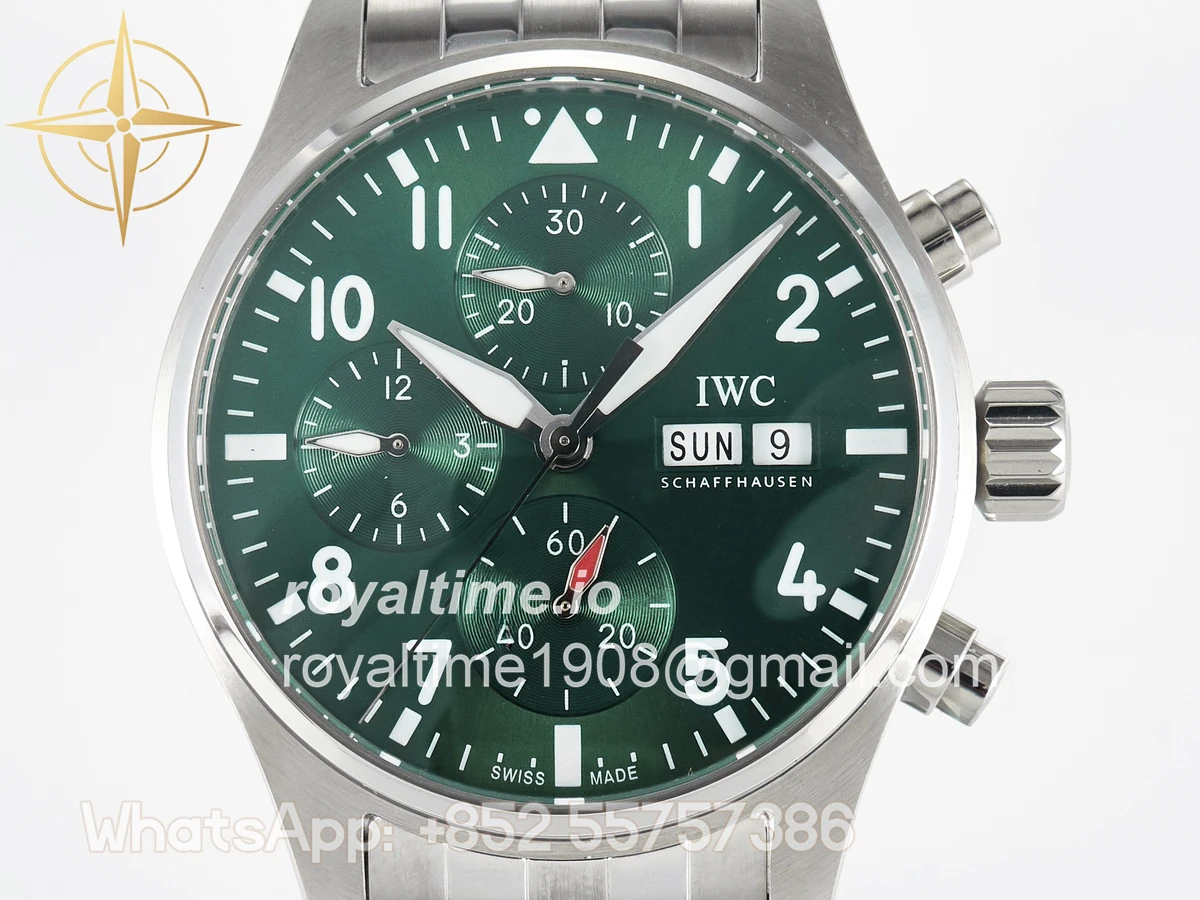 IWC Pilot’s Watch IW388104 BLSF Performance Chronograph 41mm SS Green Dial On Stainless steel bracelet A7750 to 69385 - Image 2