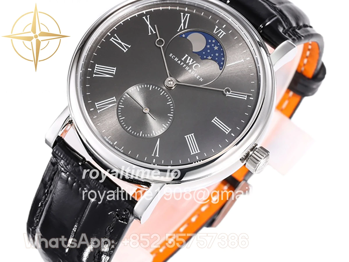 IWC Portofino Hand Wound Moon Phrase IW5548 Grey Dial in Steel - Image 2