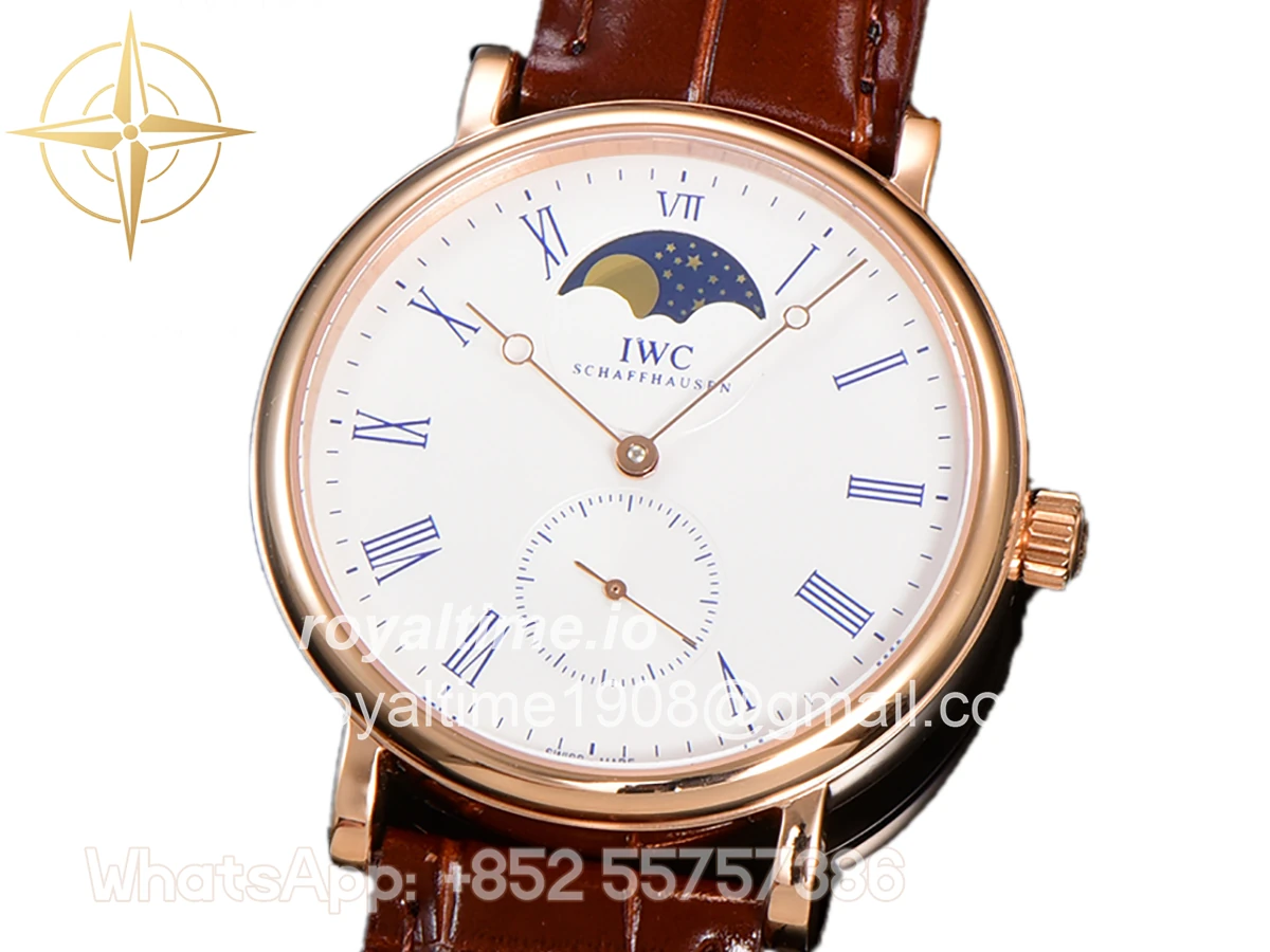 IWC Portofino Hand Wound Moon Phrase IW5548 White Dial in Rose Gold - Image 2