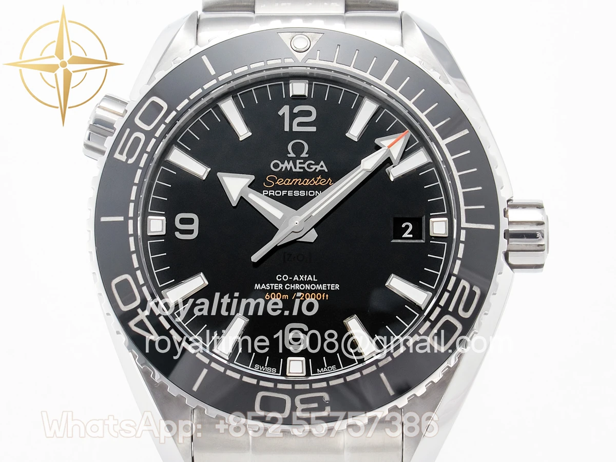 Omega Planet Ocean 600M 39.5mm VSF Black Dial Black Ceramic Bezel on SS Bracelet A8800 - Image 2