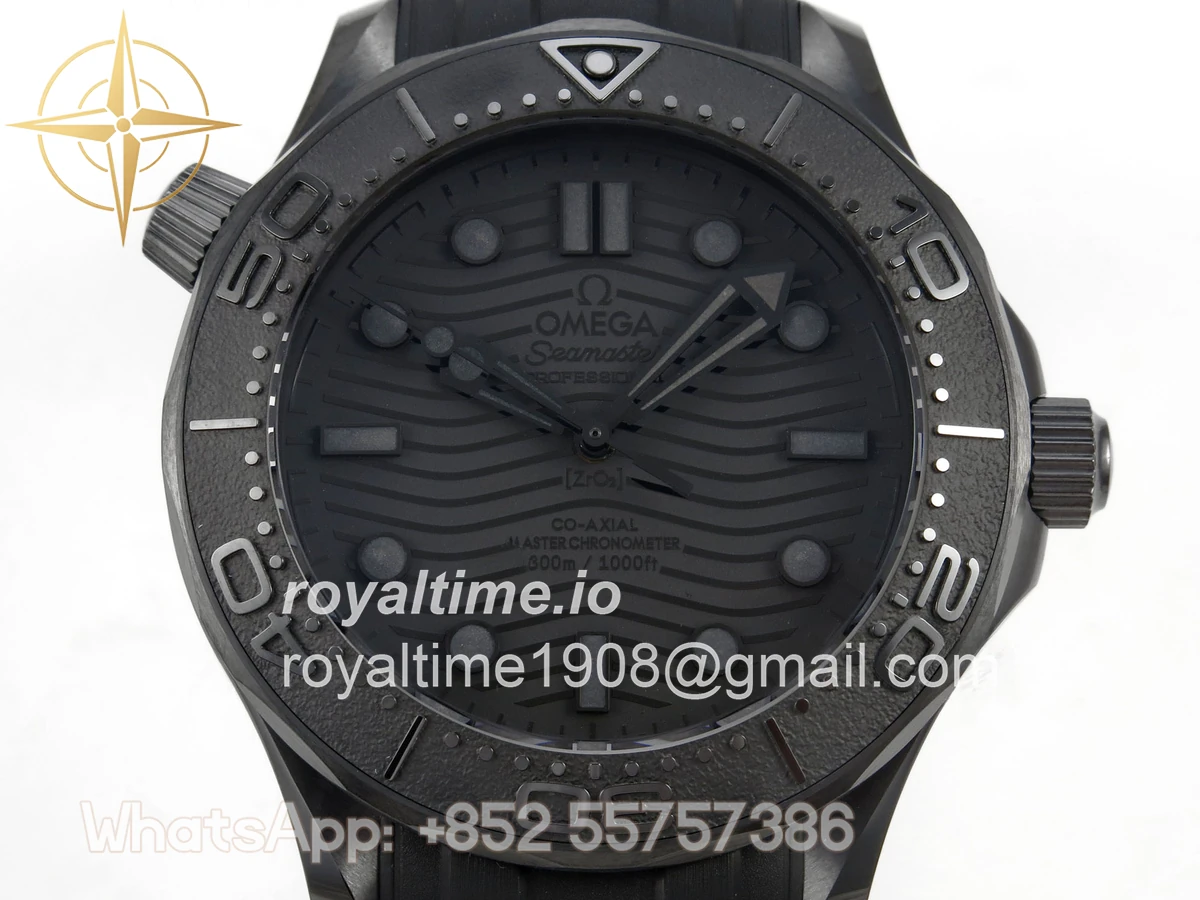 Omega Seamaster Diver 300M Black Ceramic Bezel ORF All Black Dial On Black Rubber Strap OR8806 - Image 2