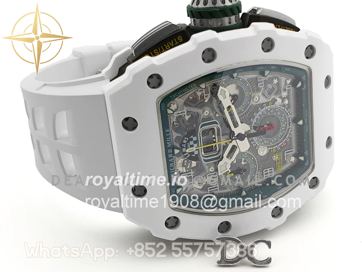 Richard Mille RM 011-02 Le Mans Classic Chronograph in Green on White Rubber Strap - Image 2