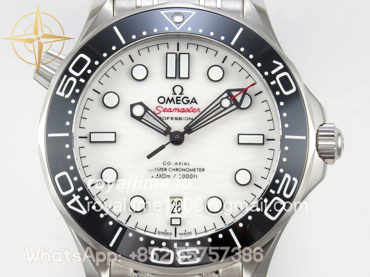 Omega Seamaster Diver 300M SS ORF Black Ceramic White Dial on SS Bracelet OR8800 - Image 2