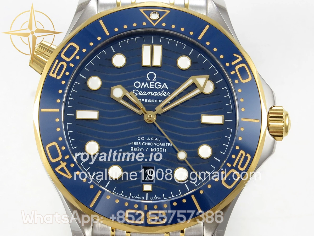 Omega Seamaster Diver 300M SS/YG ORF Blue Ceramic Blue Dial on SS/YG Bracelet OR8800 - Image 2
