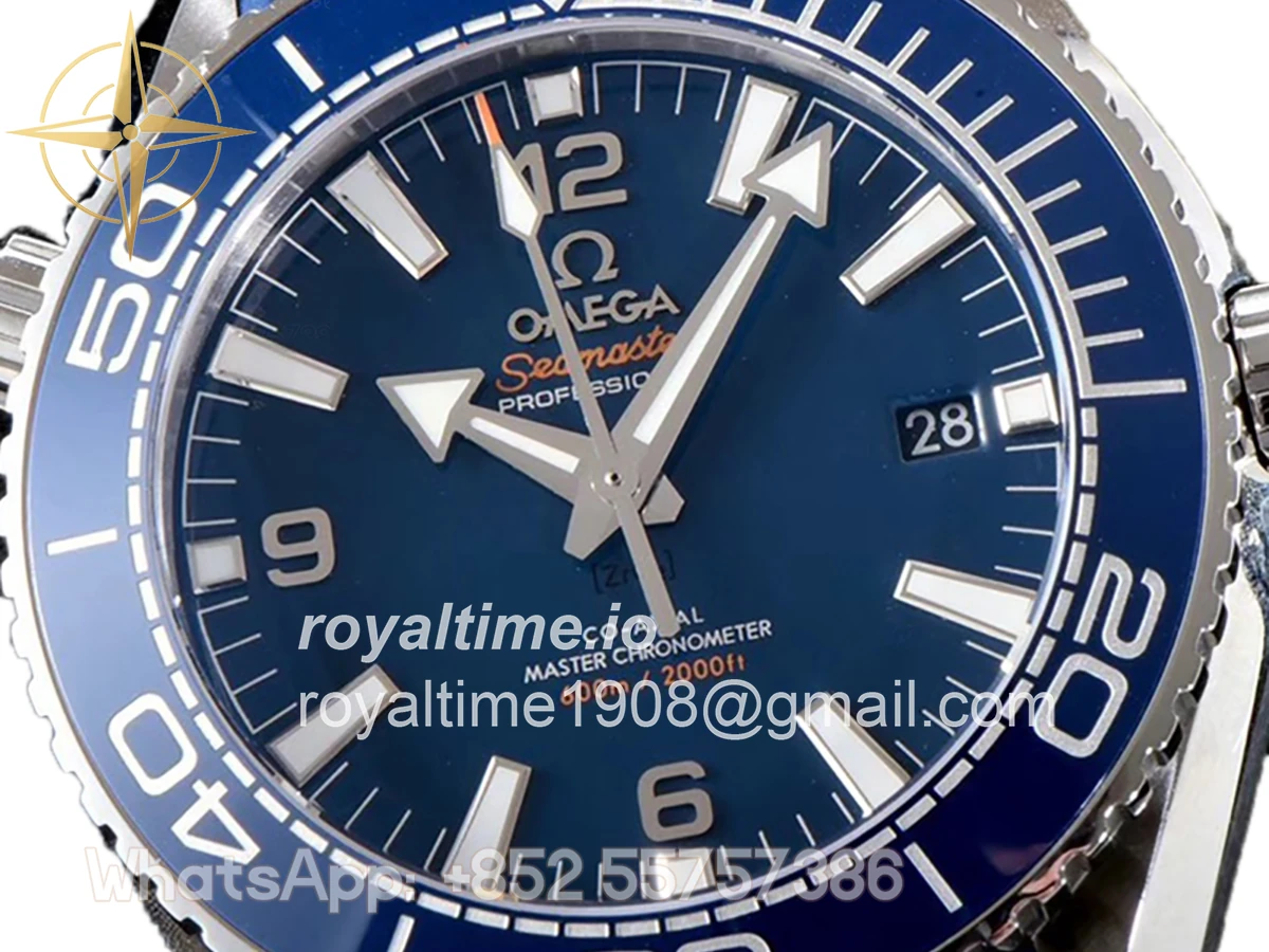 Omega Seamaster Planet Ocean 600M 43.5mm Blue Dial in Steel on Leather Strap - Image 2