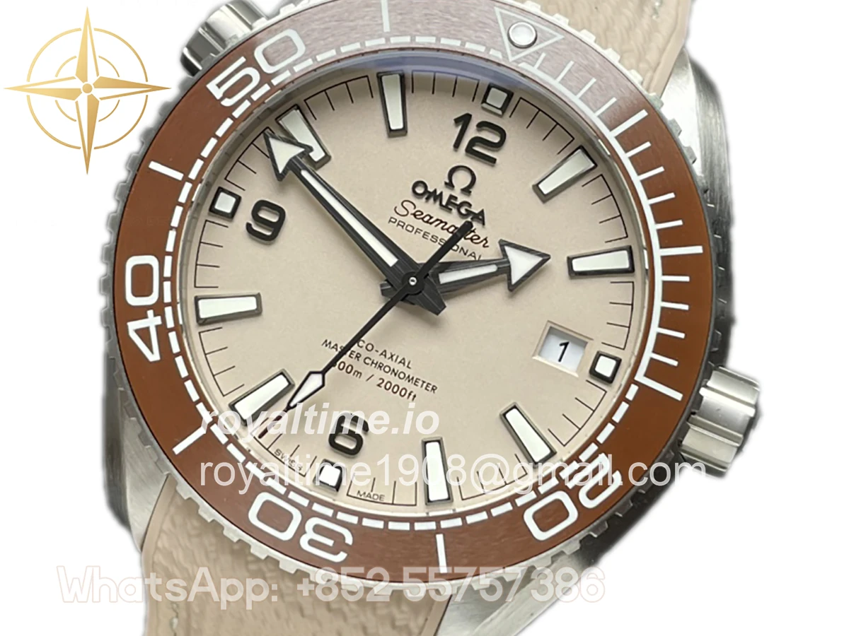 Omega Seamaster Planet Ocean 600M 43.5mm Steel Beige Dial on Rubber Strap - Image 2