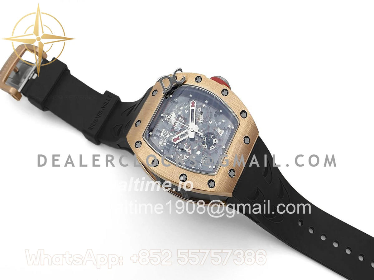 Richard Mille RM 011 Automatic Flyback Chronograph in Rose Gold / Titanium on Black Rubber - Image 2