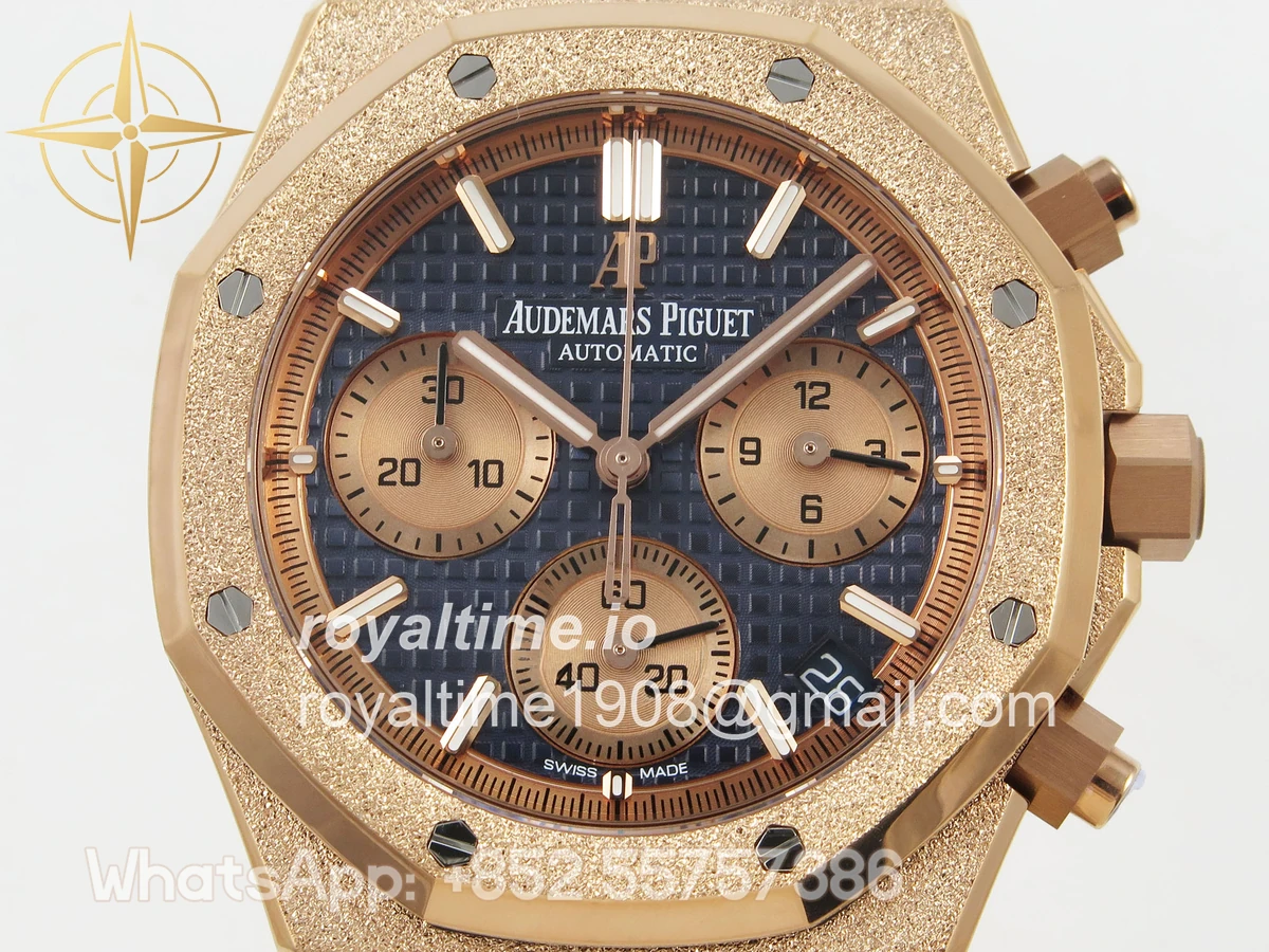 Audemars Piguet Royal Oak Chrono 26240 Frosted RG APSF Blue Dial on RG Bracelet SA4401 - Image 2