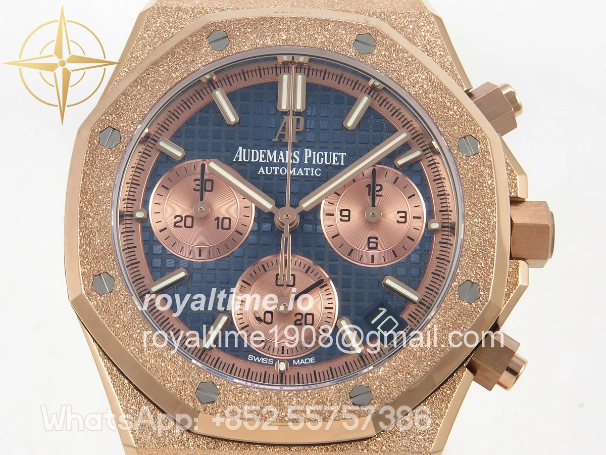 Audemars Piguet Royal Oak Chrono 26240 Frosted RG DDF Blue Dial on RG Bracelet DD4401 - Image 2