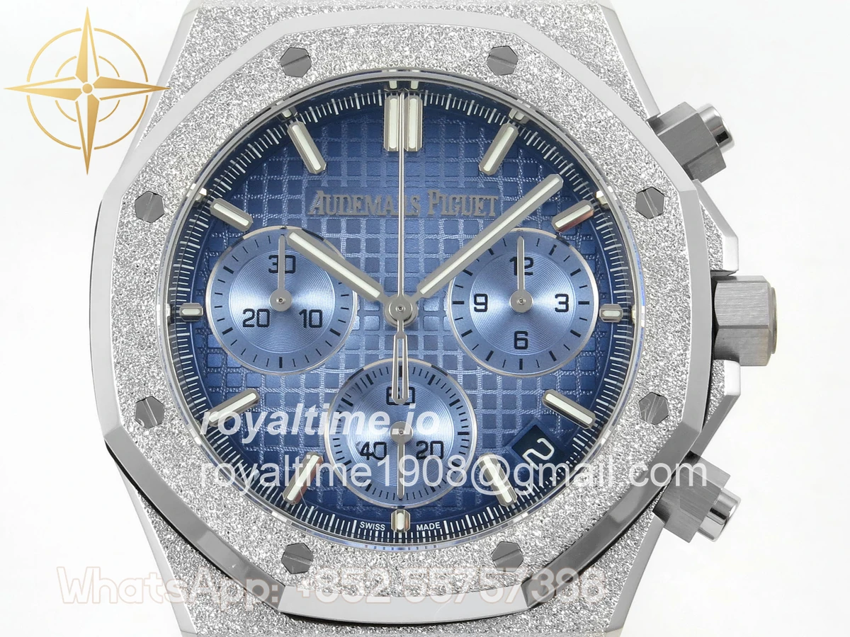 Audemars Piguet Royal Oak Chrono 26240 Frosted SS DDF Ice Blue Dial on Bracelet DD4401 (SW Dial) - Image 2