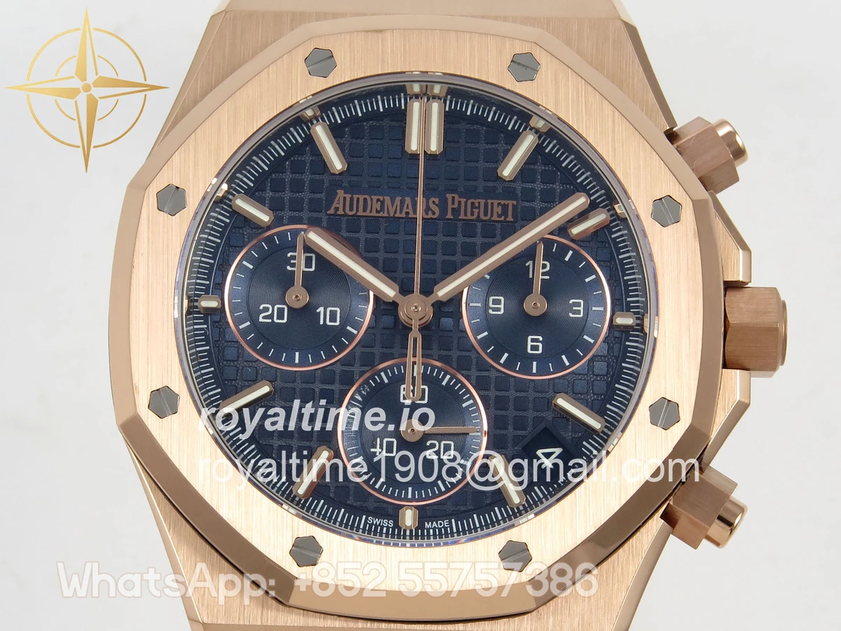 Audemars Piguet Royal Oak Chrono 26240 RG DDF Blue Dial on RG Bracelet DD4401 Gain Weight (SW Dial) - Image 2