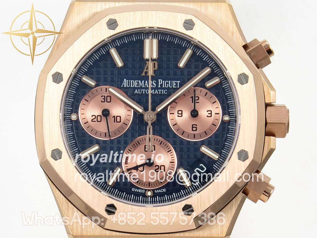 Audemars Piguet Royal Oak Chrono 26240 RG DDF Blue/RG Dial on RG Bracelet DD4401 (SW Dial) - Image 2