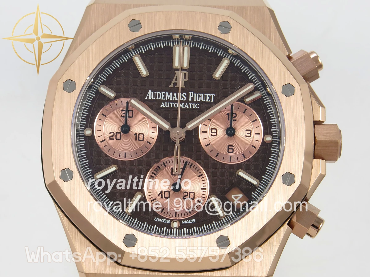 Audemars Piguet Royal Oak Chrono 26240 RG DDF Brown Dial on Brown Leather Strap DD4401 Gain Weight (SW Dial) - Image 2