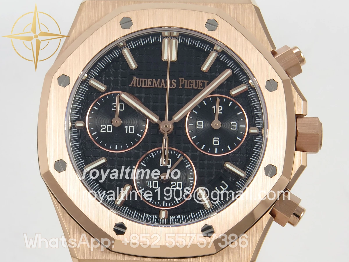 Audemars Piguet Royal Oak Chrono 26240 RG DDF Black Dial on RG Bracelet DD4401 Gain Weight (SW Dial) - Image 2