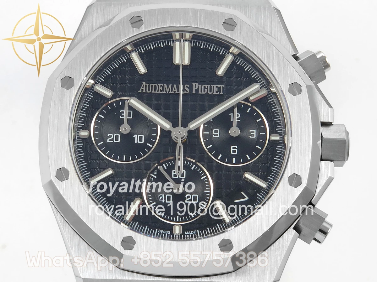 Audemars Piguet Royal Oak Chrono 26240 SS DDF Blue Dial on Black Rubber Strap DD4401 (SW Dial) - Image 2